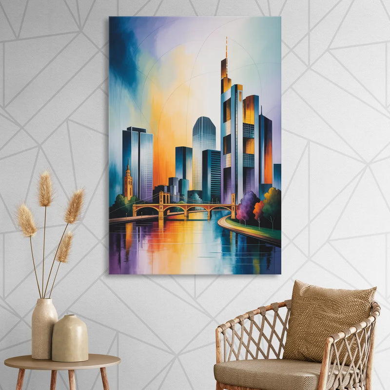 Skyline of Frankfurt Sitting Room - Canvas Wall Art