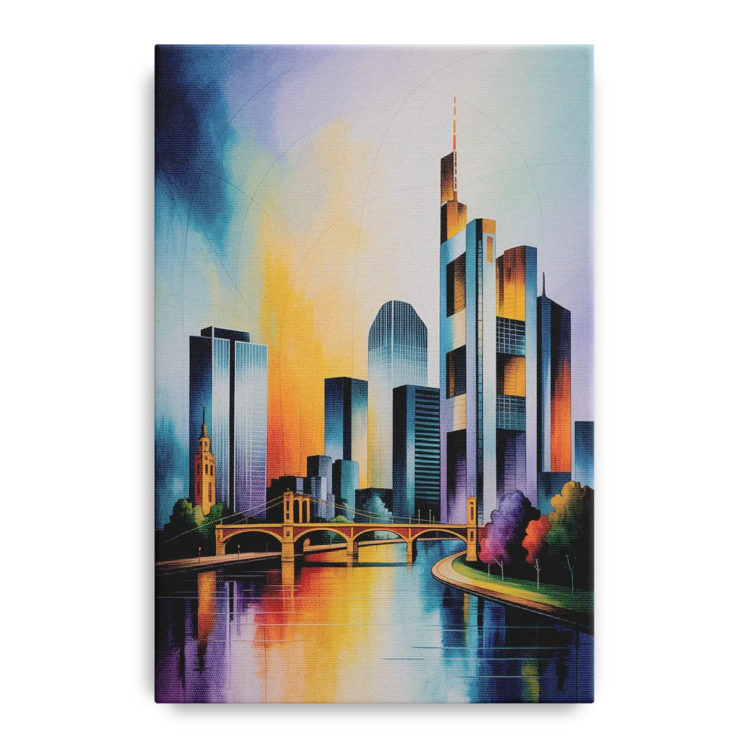 Skyline of Frankfurt Front - Canvas Wall Art