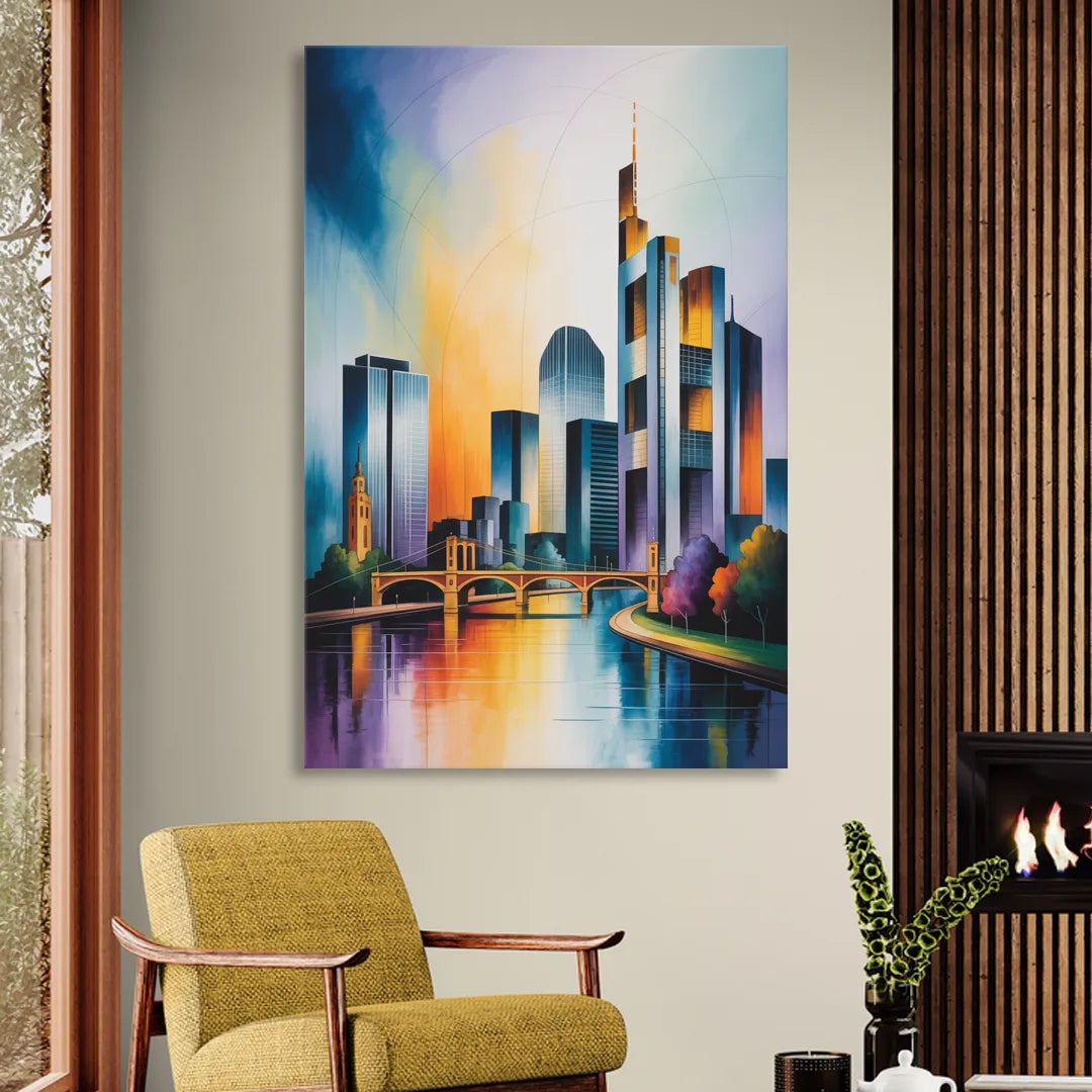 Skyline of Frankfurt Living Room - Canvas Wall Art