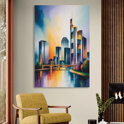 Skyline of Frankfurt Living Room - Canvas Wall Art