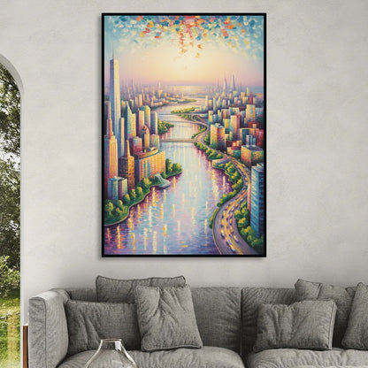 Skylon Tower View Sitting Room - Black Canvas Wall Art