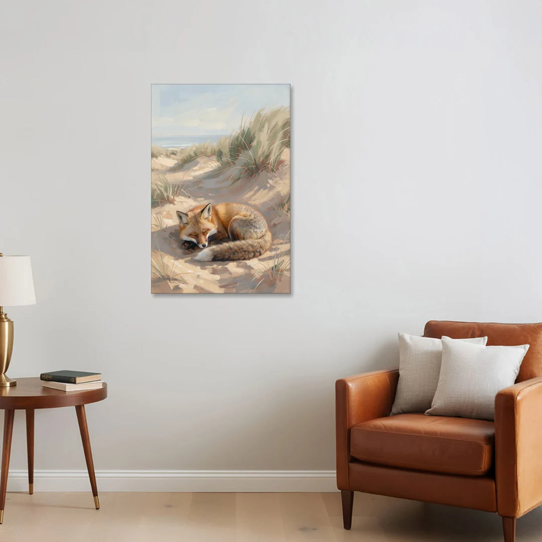 Sleeping Fox in the Dune Hollow - Canvas Wall Art - Sofa - 24x36