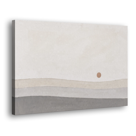 Small Sun Above Three Bands of Rolling Hills - Canvas Wall Art - Side