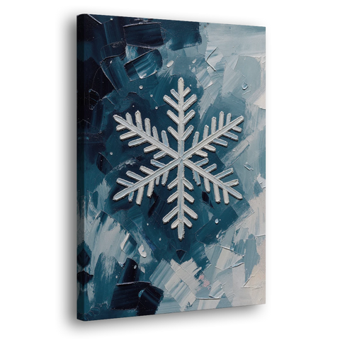 Snowflake Wall Art in Silver and Teal - Canvas Wall Art - Side