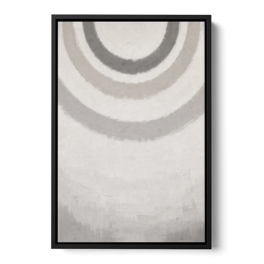 Soft Abstract Painting of Three Grey Ripples - Black Framed Canvas Wall Art - Front