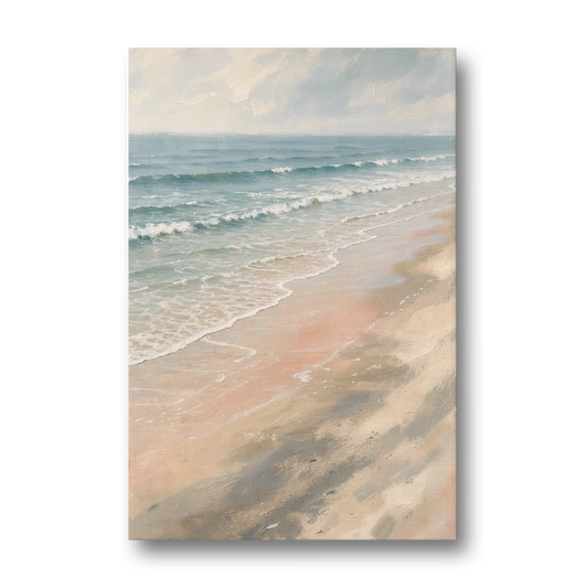 Soft Abstract Wall Art of Blush Tide Lines - Canvas Wall Art - Front