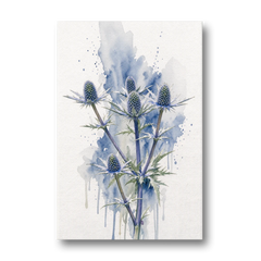 Soft Blue Wall Art of Sea Holly Thistles - Canvas Wall Art - Front