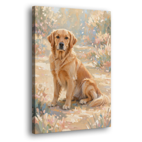 Soft Light Golden Retriever Oil Painting - Canvas Wall Art