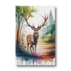 Soft Watercolor Deer - Canvas Wall Art - Front