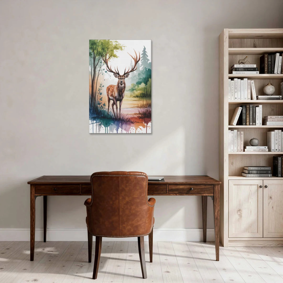 Soft Watercolor Deer - Canvas Wall Art - Office - 24x36