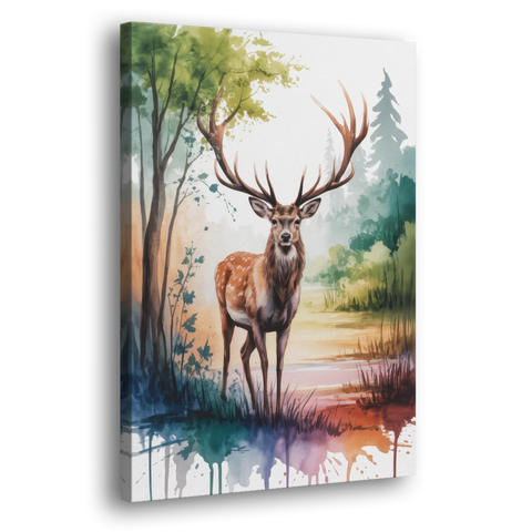 Soft Watercolor Deer - Canvas Wall Art - Side