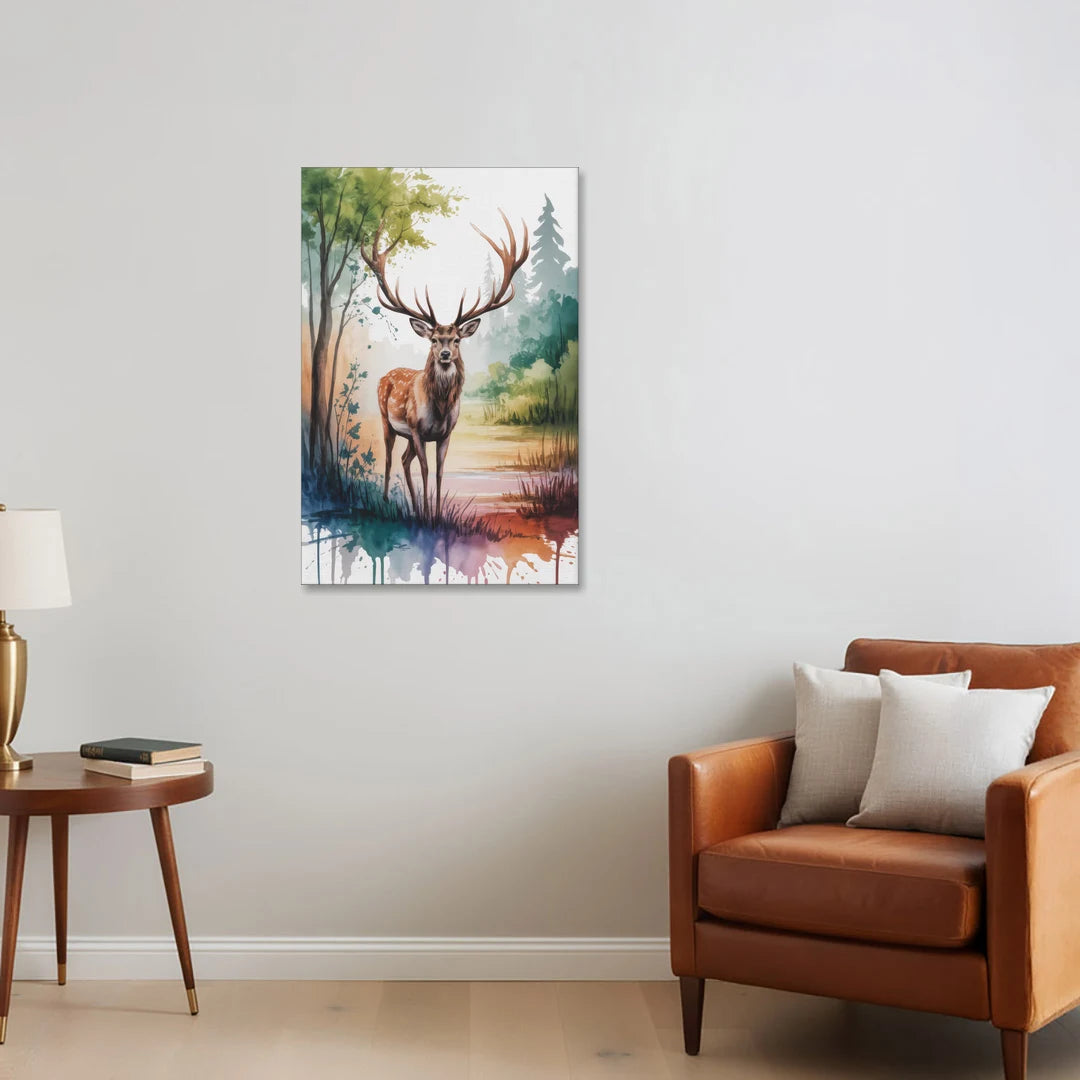 Soft Watercolor Deer - Canvas Wall Art - Sofa - 24x36