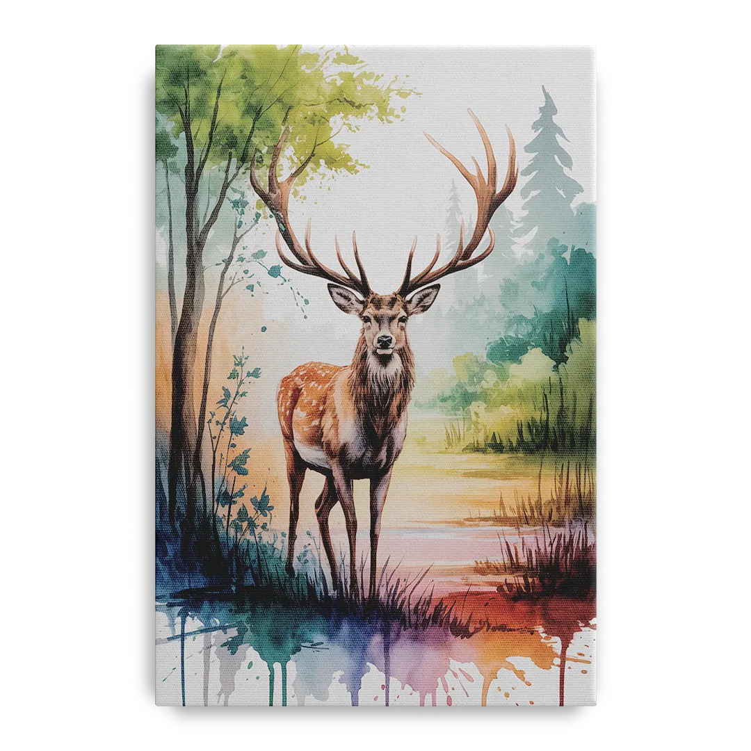 Soft Watercolor Deer - Canvas Wall Art
