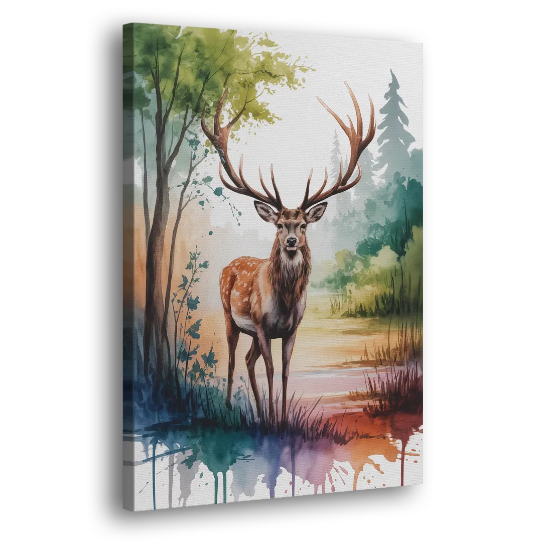 Soft Watercolor Deer Side - Canvas Wall Art
