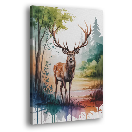 Soft Watercolor Deer Side - Canvas Wall Art