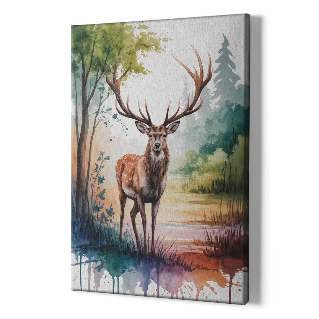 Soft Watercolor Deer - Canvas Print Art Sides