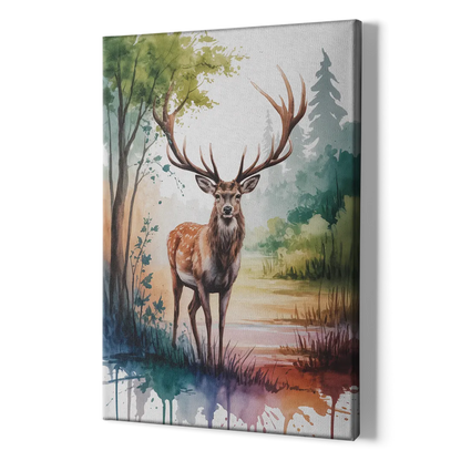 Soft Watercolor Deer - Canvas Print Art Sides