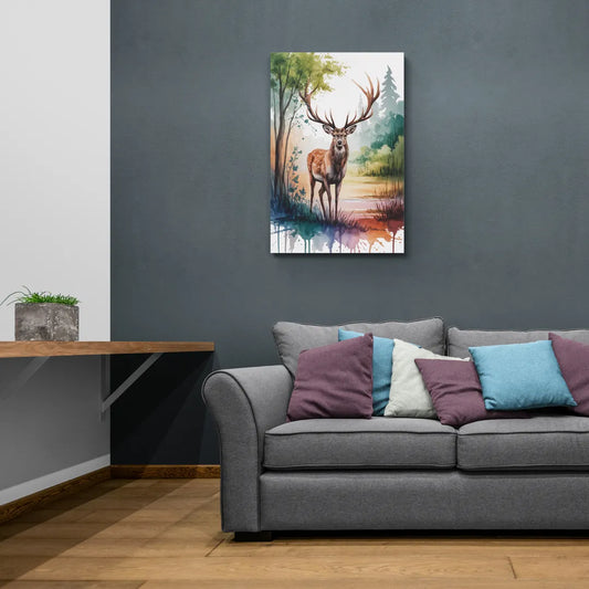 Soft Watercolor Deer - Canvas Wall Art Living Room