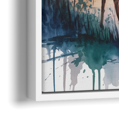Soft Watercolor Deer - Close-Up White Frame Canvas