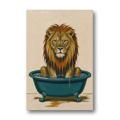 Soggy Lion in a Clawfoot Tub - Canvas Wall Art - Front