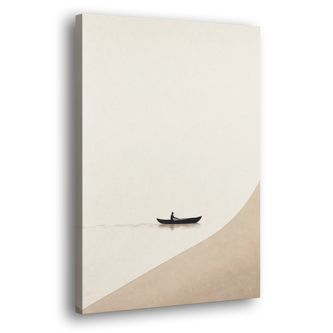 Solitude Painting of a Lone Rower at Dawn - Canvas Wall Art - Side