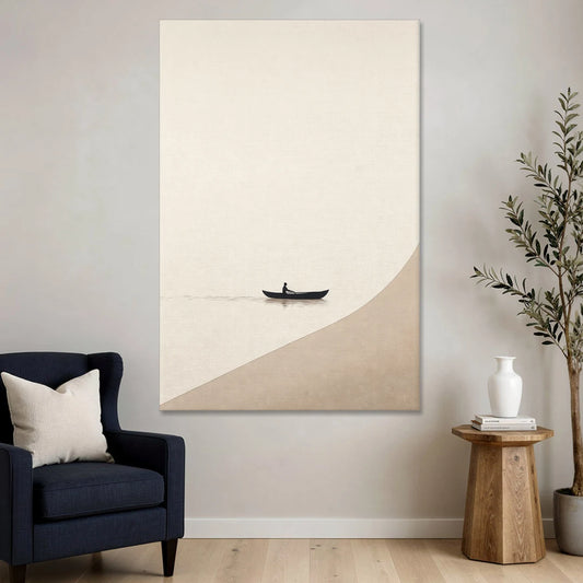 Solitude Painting of a Lone Rower at Dawn - Canvas Wall Art - Sofa - 40x60