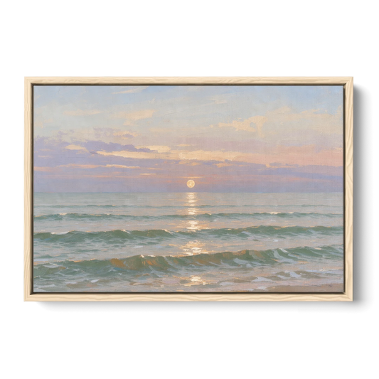 Soothing Moon Path at Twilight for the Bedroom - Oak Framed Canvas Wall Art - Front