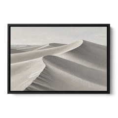 Sophisticated Dune Crests in Ivory and Charcoal - Black Framed Canvas Wall Art - Front