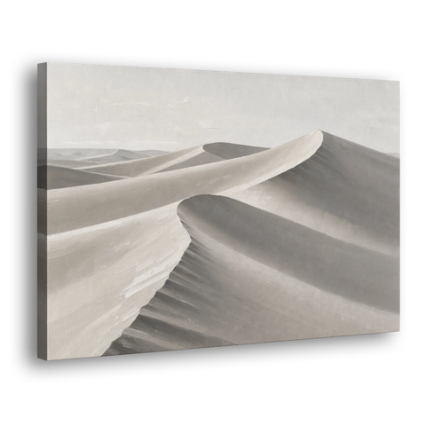 Sophisticated Dune Crests in Ivory and Charcoal - Canvas Wall Art - Side