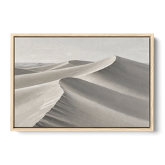 Sophisticated Dune Crests in Ivory and Charcoal - Oak Framed Canvas Wall Art - Front