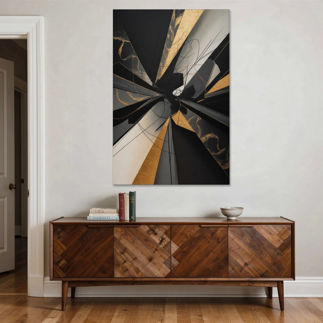 Sophisticated Enigma Black Abstract - Canvas Wall Art - Coffee Table - 40x60