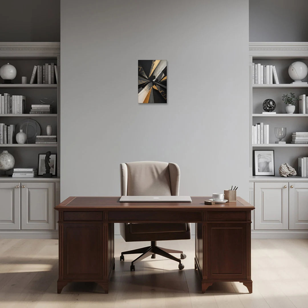 Sophisticated Enigma Black Abstract - Canvas Wall Art - Office - 12x18