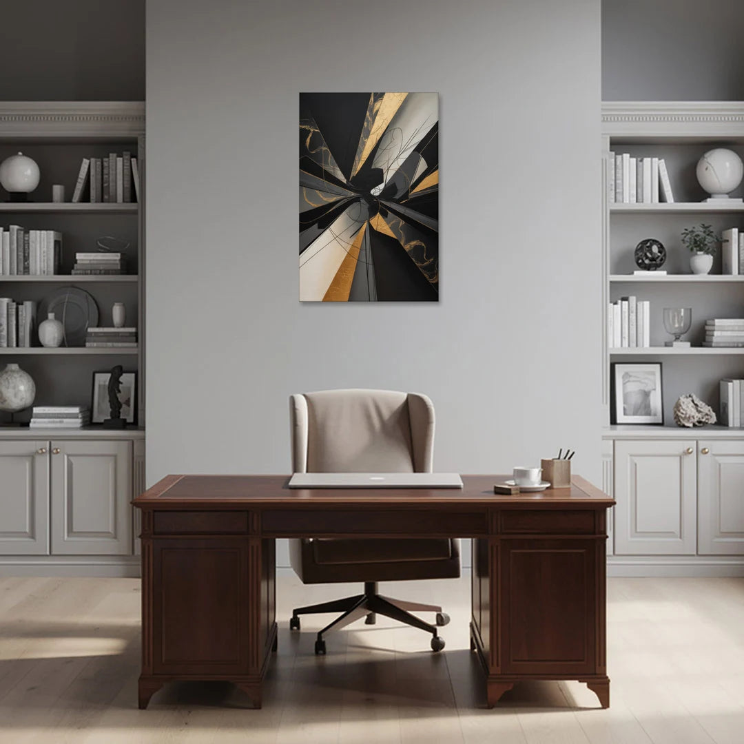 Sophisticated Enigma Black Abstract - Canvas Wall Art - Office - 24x36