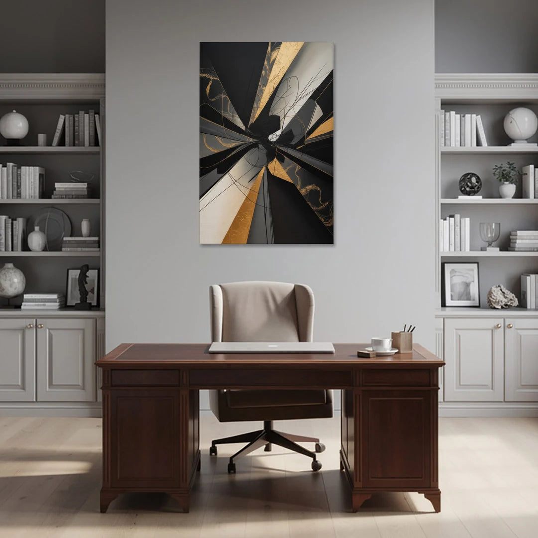 Sophisticated Enigma Black Abstract - Canvas Wall Art - Office - 32x48