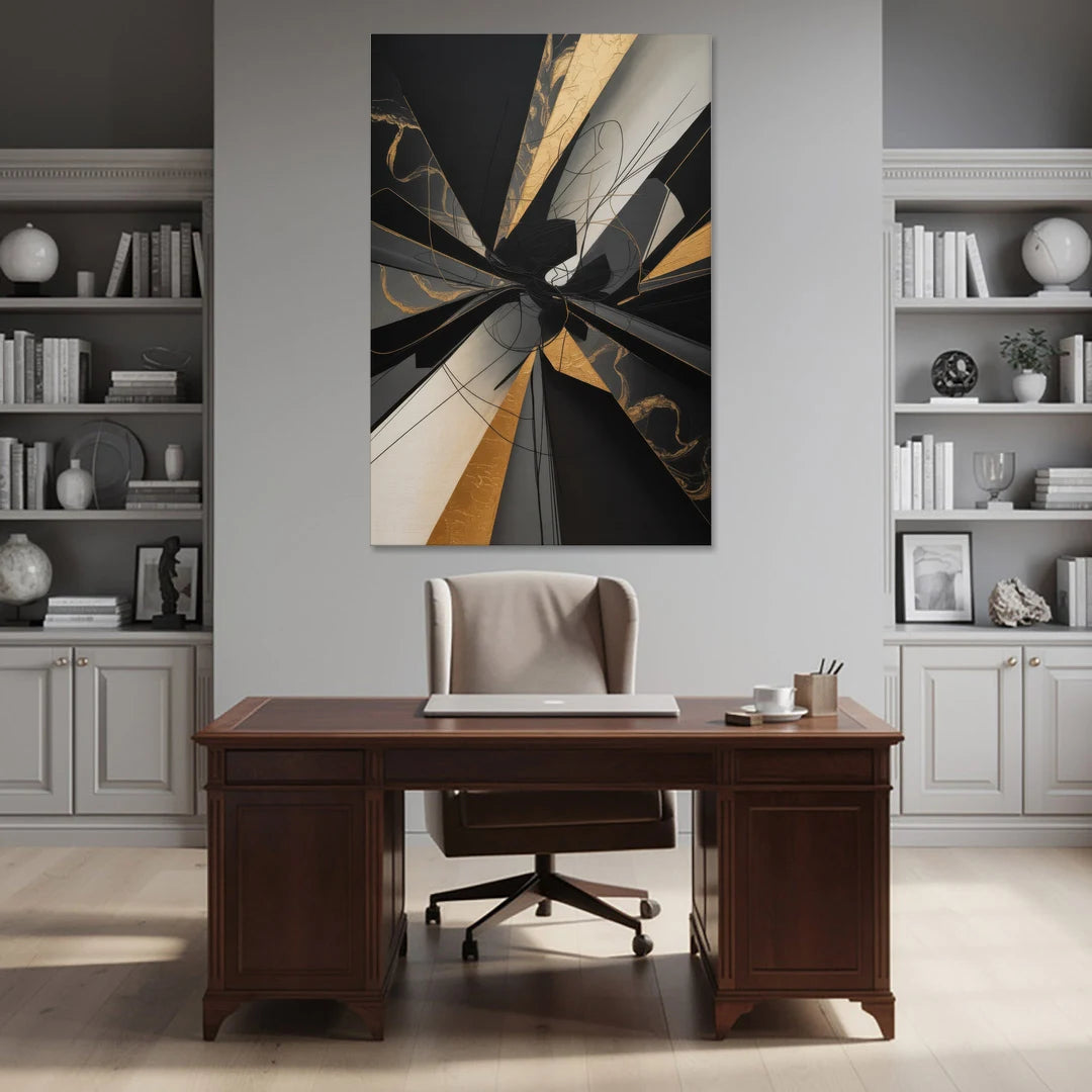 Sophisticated Enigma Black Abstract - Canvas Wall Art - Office - 40x60