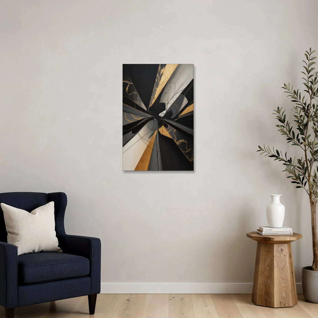 Sophisticated Enigma Black Abstract - Canvas Wall Art - Sofa - 20x30