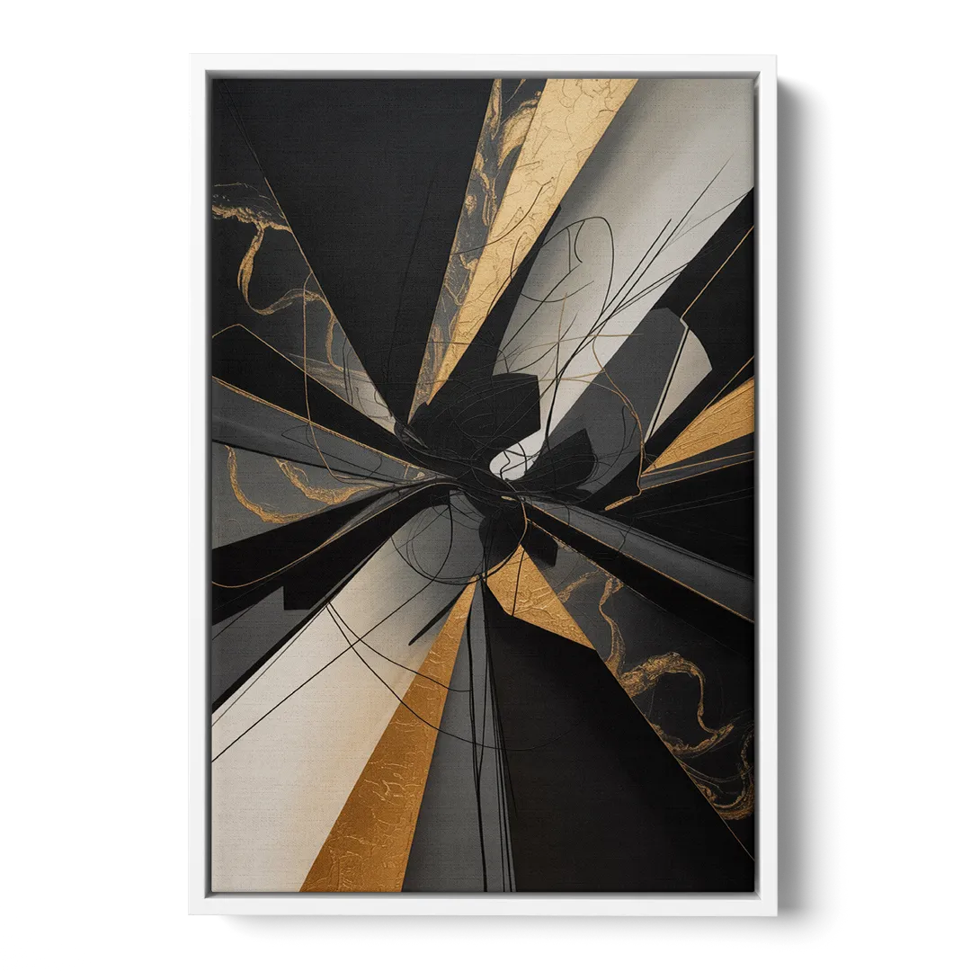 Sophisticated Enigma Black Abstract Front - White Canvas Wall Art