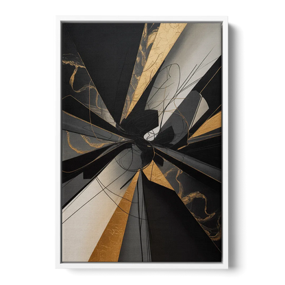 Sophisticated Enigma Black Abstract Front - White Canvas Wall Art
