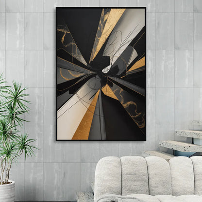 Sophisticated Enigma Black Abstract Sitting Room - Black Canvas Wall Art