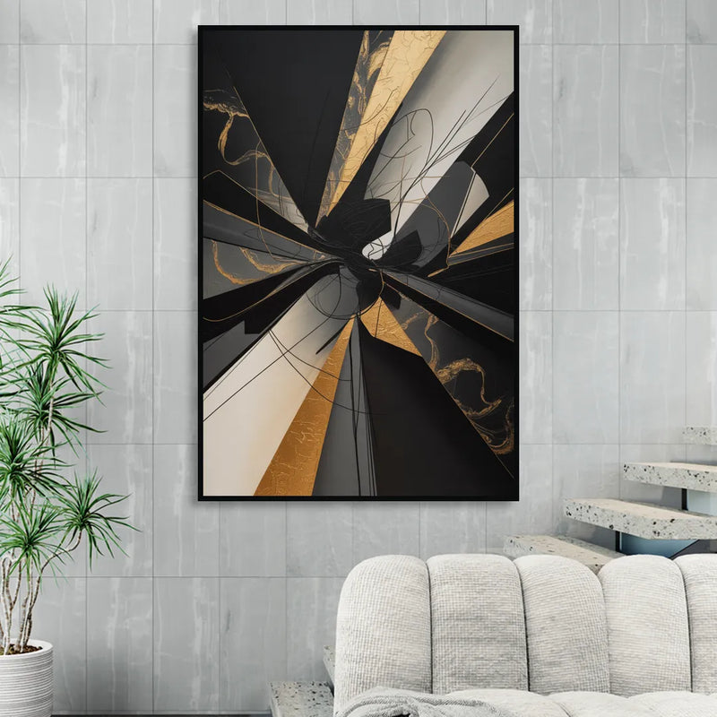Sophisticated Enigma Black Abstract Sitting Room - Black Canvas Wall Art