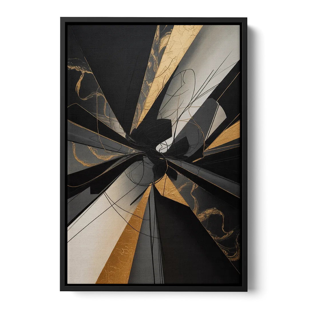 Sophisticated Enigma Black Abstract - Black Frame Canvas