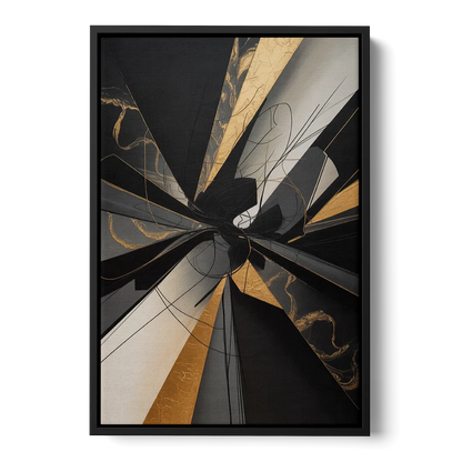 Sophisticated Enigma Black Abstract - Black Frame Canvas