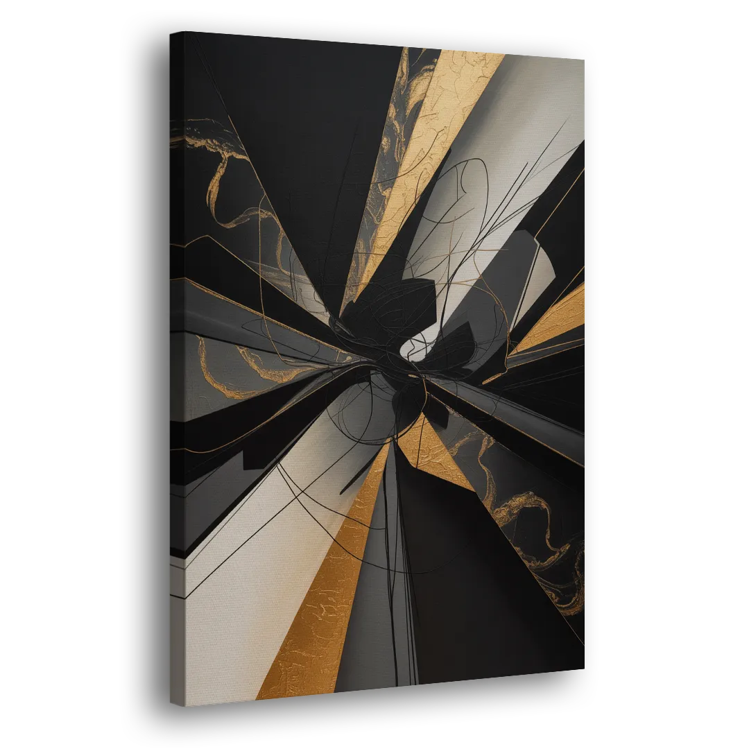 Sophisticated Enigma Black Abstract Side - Canvas Wall Art