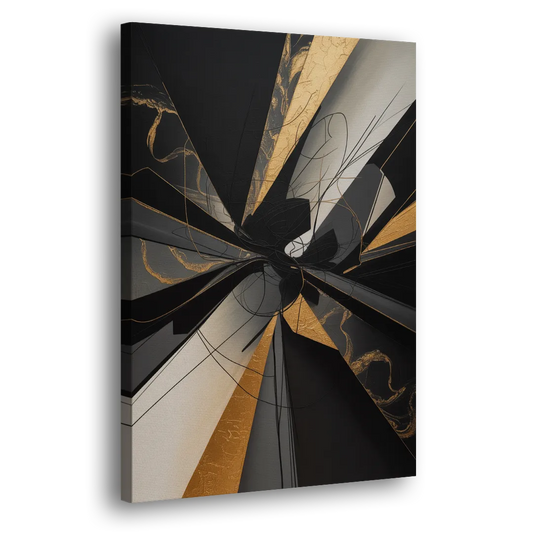 Sophisticated Enigma Black Abstract Side - Canvas Wall Art