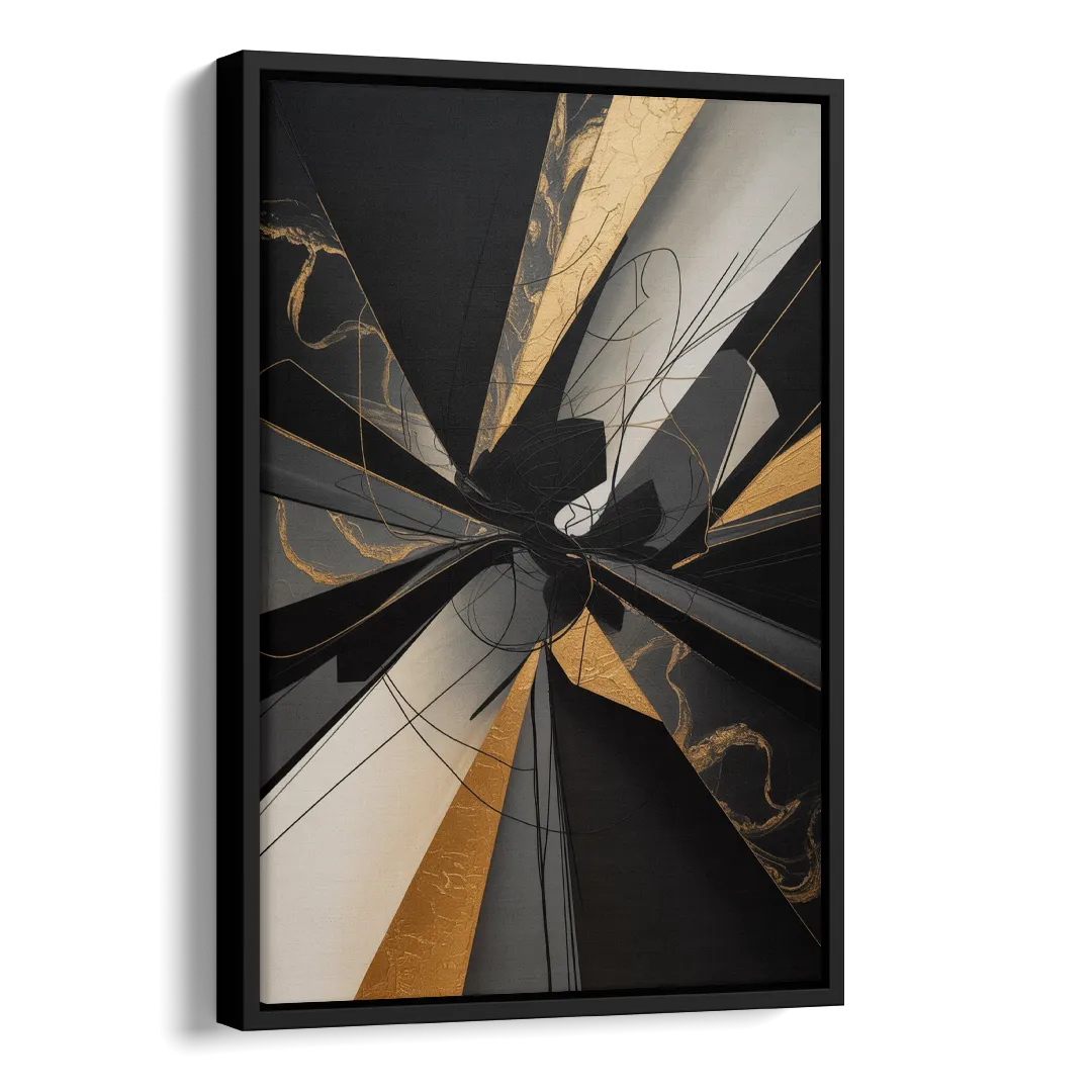 Sophisticated Enigma Black Abstract Side - Black Canvas Wall Art
