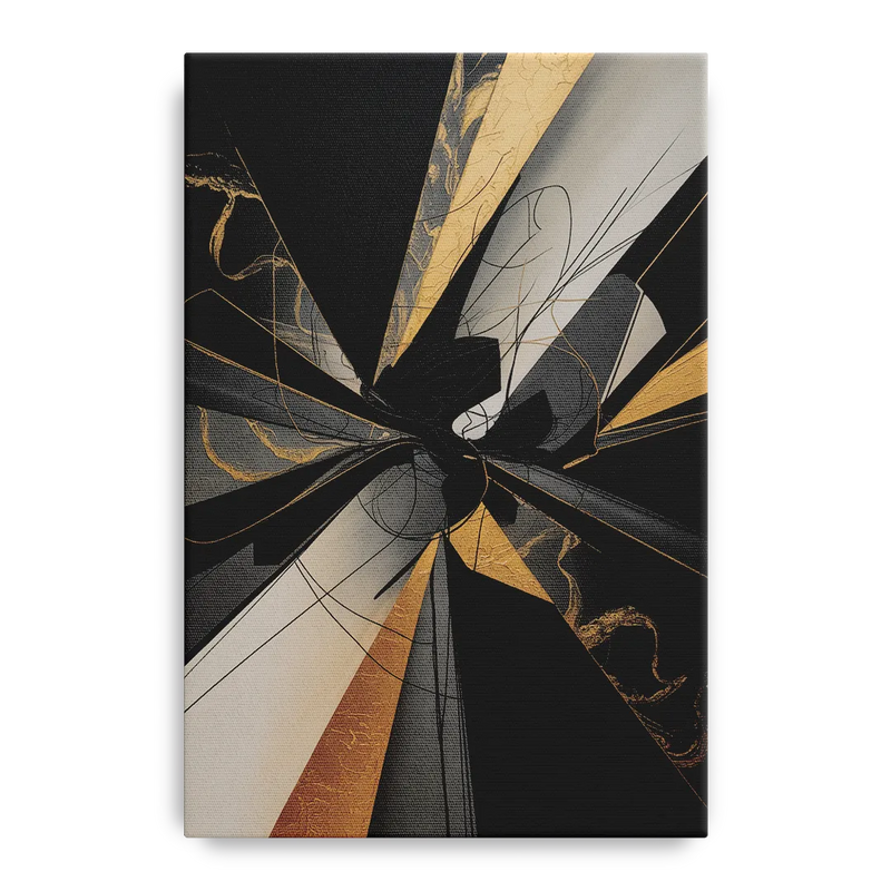 Sophisticated Enigma Black Abstract Front - Canvas Wall Art