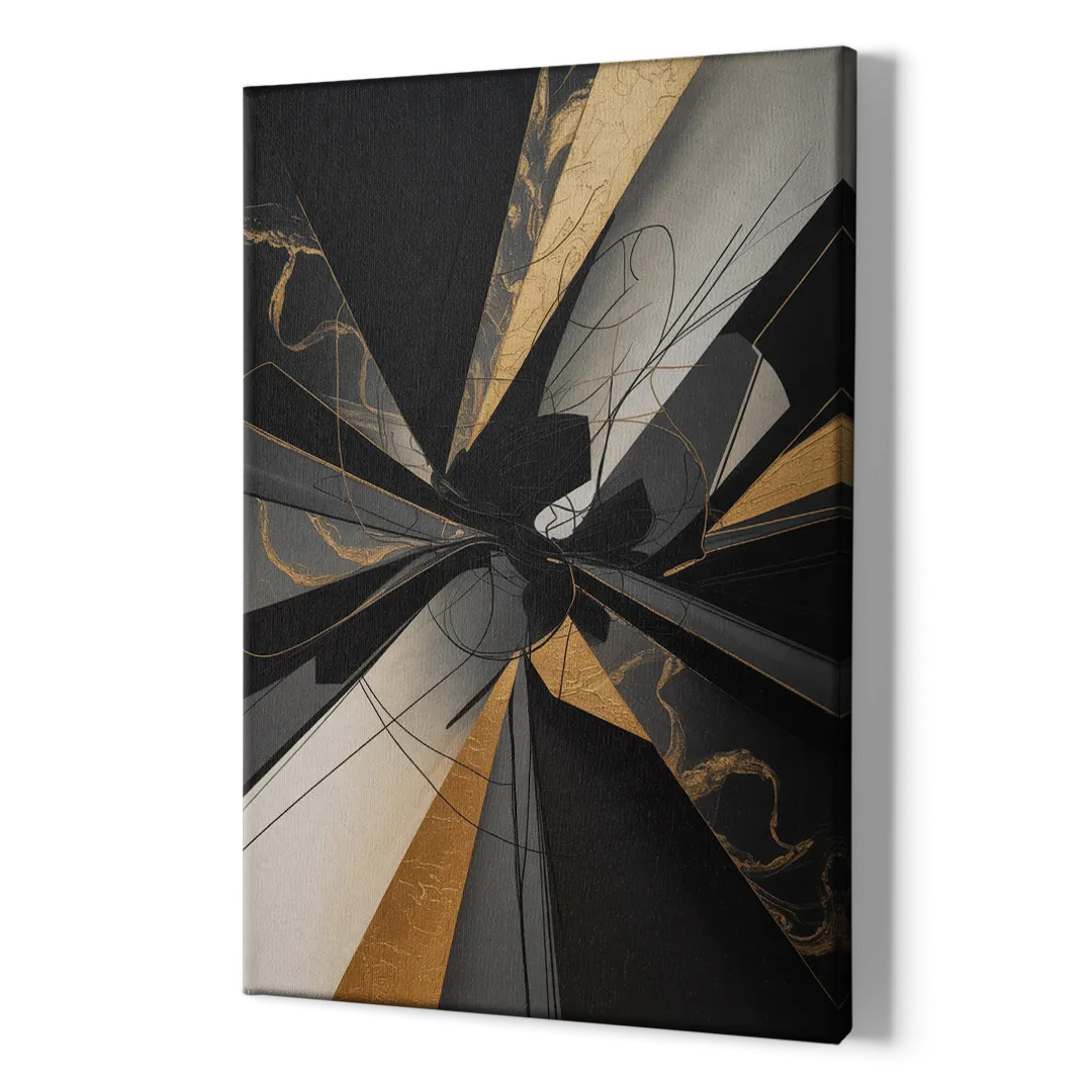 Sophisticated Enigma Black Abstract - Canvas Print Art Sides