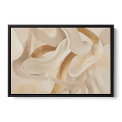 Sophisticated Fluidity Beige Abstract - Black Framed Canvas Wall Art - Front