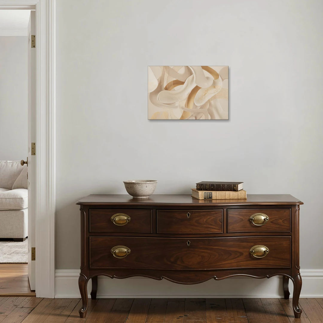 Sophisticated Fluidity Beige Abstract - Canvas Wall Art - Coffee Table - 24x16