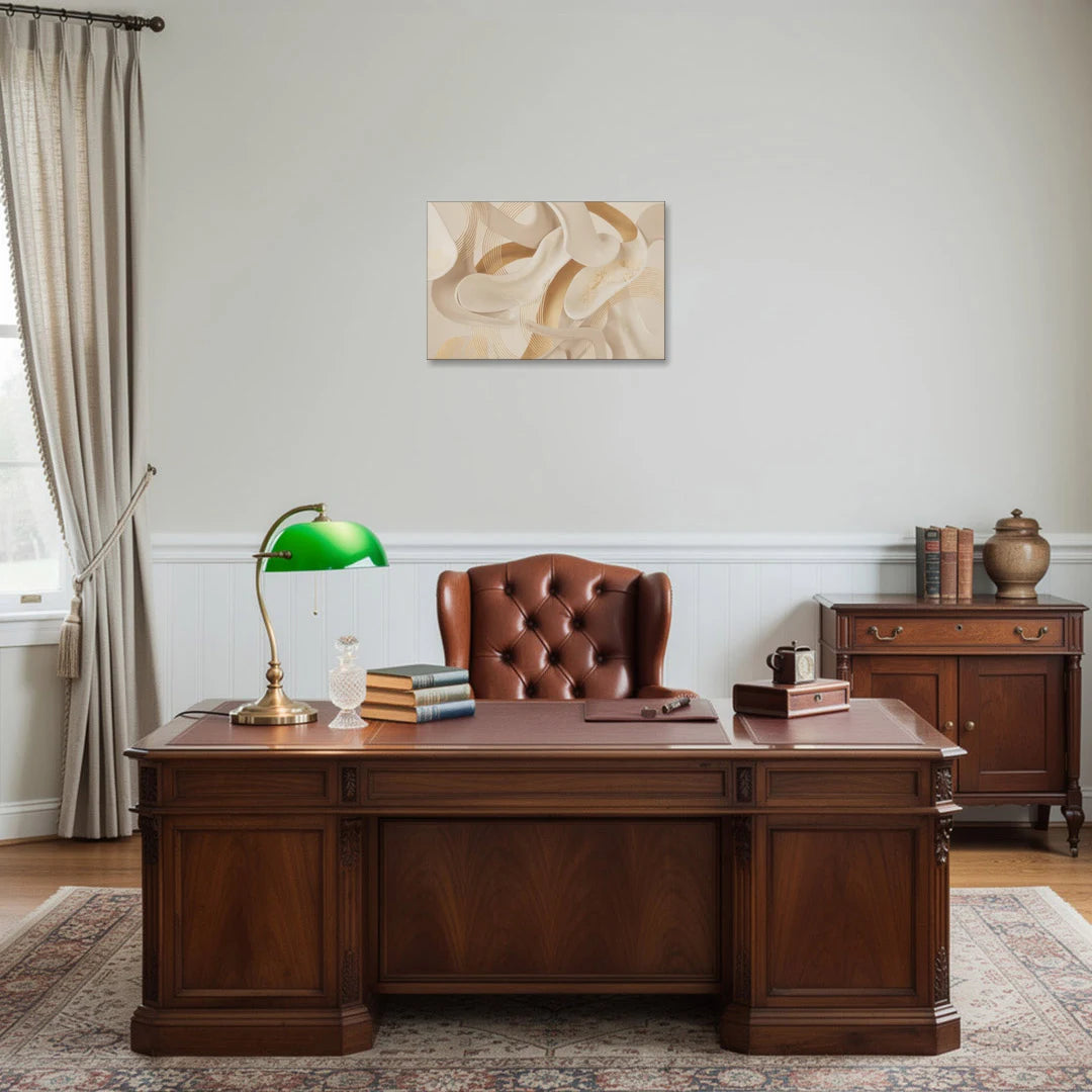Sophisticated Fluidity Beige Abstract - Canvas Wall Art - Office - 24x16